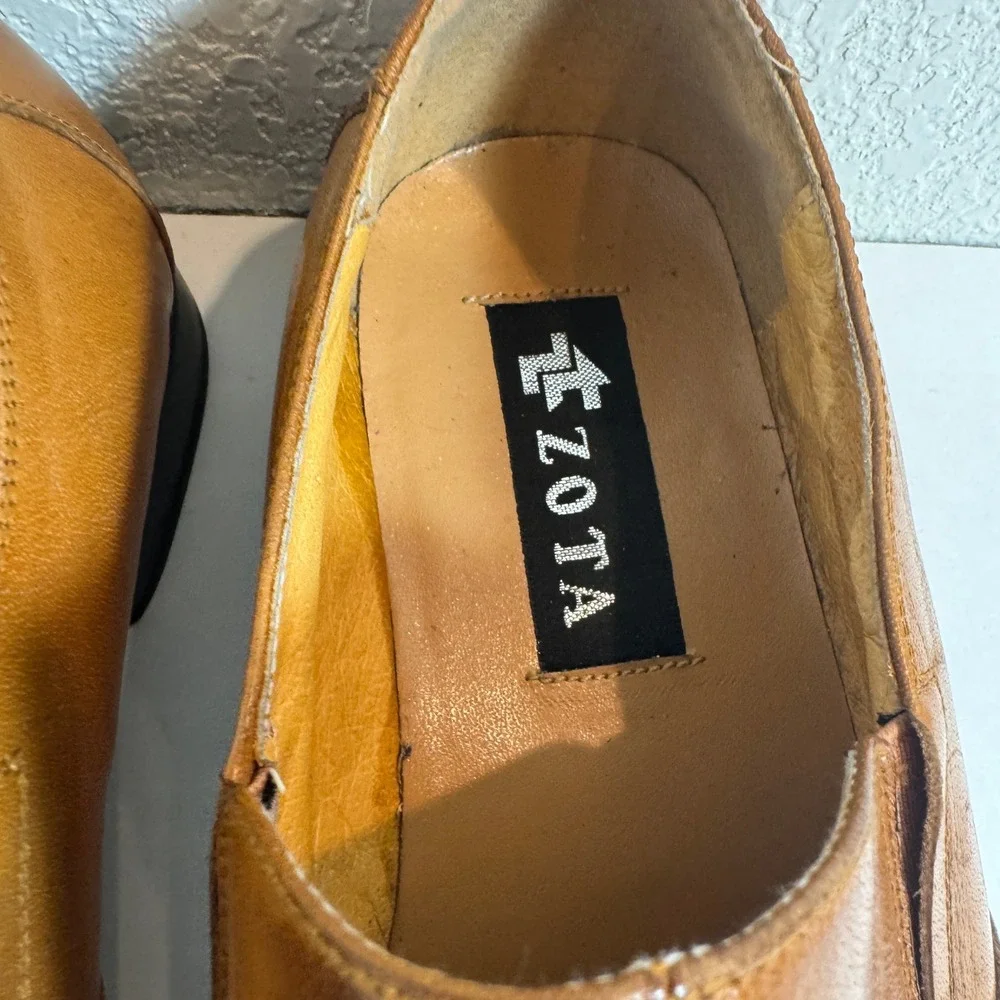 Zota Mens Dress Loafers Leather Square‎ Toe Stitched Slip On Shoes Brown 12
